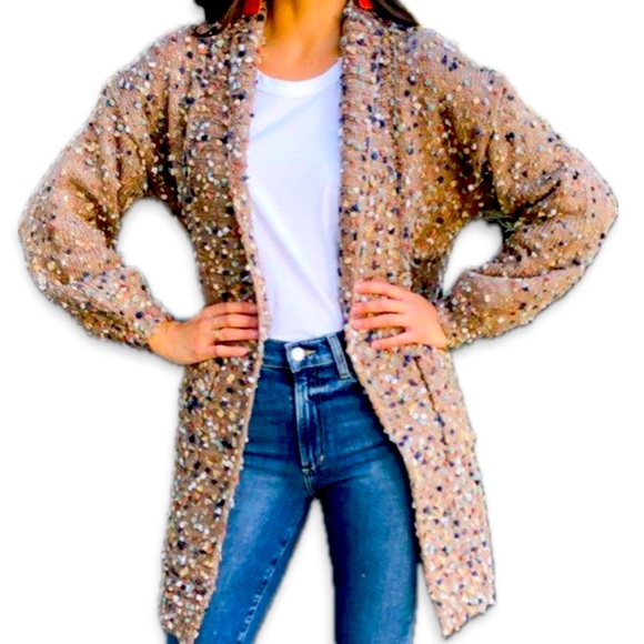 Confetti cardigan long  Mocha Cardigan Davi & Dani Boutique NWT - Picture 10 of 12